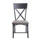 ACME Edina Side Chair (Set-2), Gray Fabric, Oak & Sandy Black Finish FredCo