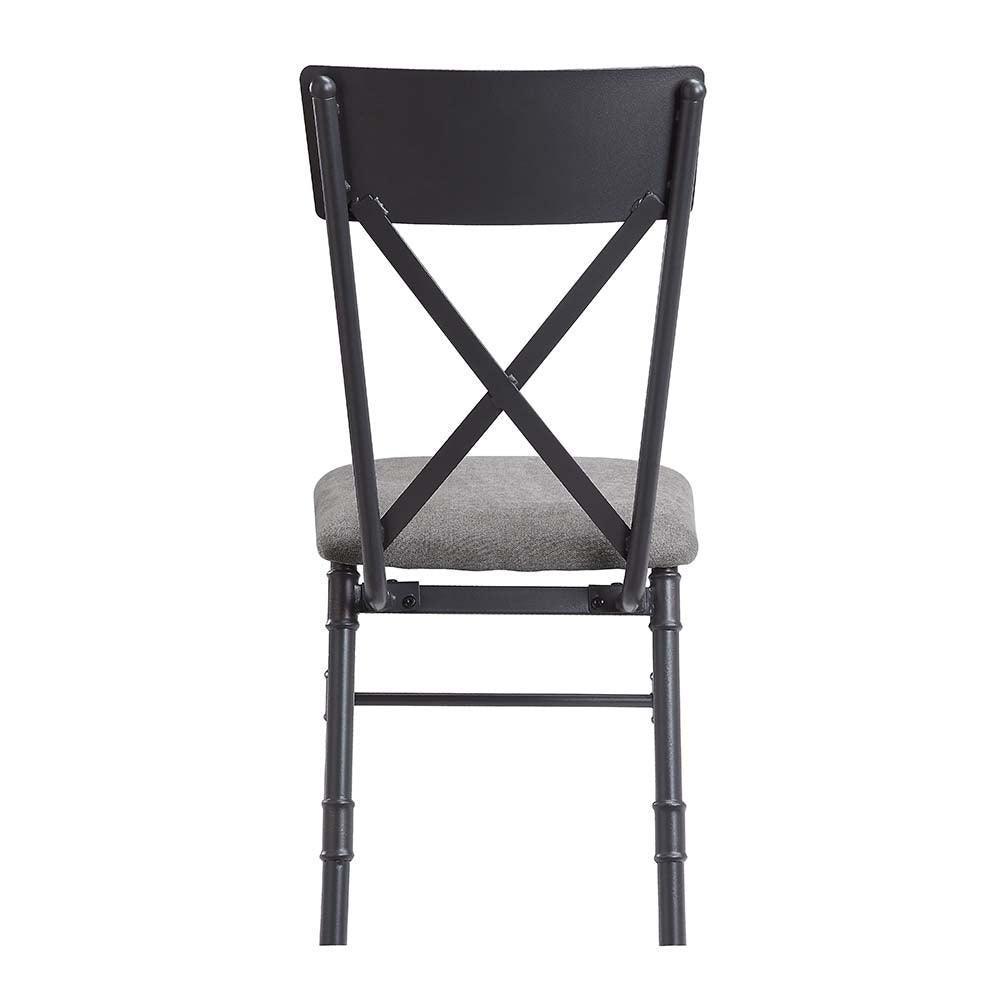 ACME Edina Side Chair (Set-2), Gray Fabric, Oak & Sandy Black Finish FredCo