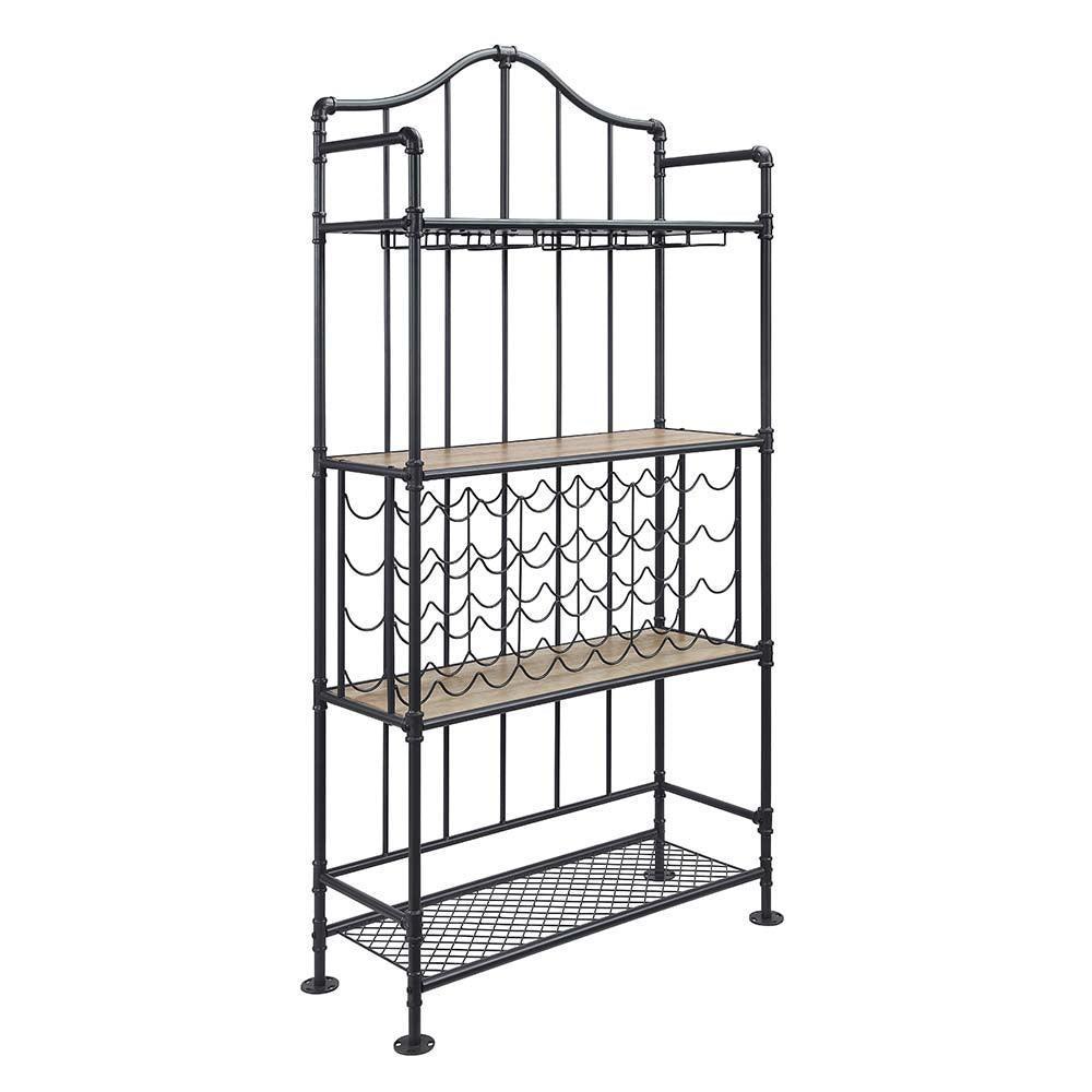 ACME Edina Wine Shelf, Oak & Sandy Black Finish FredCo