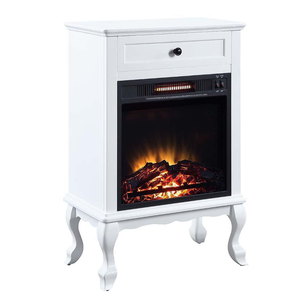 ACME Eirene Fireplace, White Finish FredCo