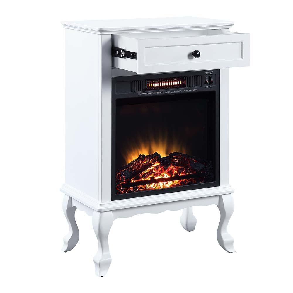 ACME Eirene Fireplace, White Finish FredCo