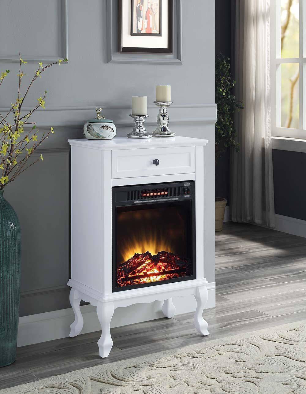 ACME Eirene Fireplace, White Finish FredCo