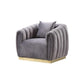 ACME Elchanon Chair w/Pillow, Gray Velvet & Gold Finish FredCo