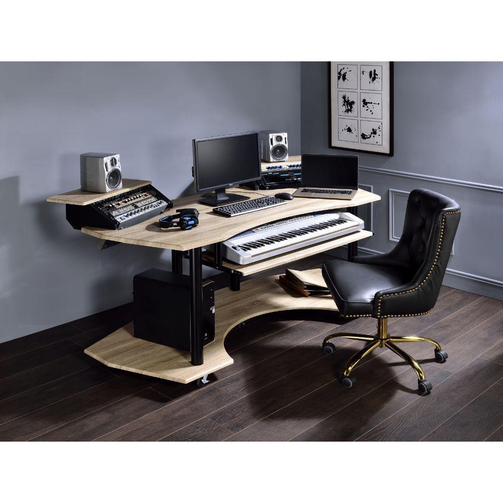 ACME Eleazar Music Recording Studio Desk, Natural Oak FredCo