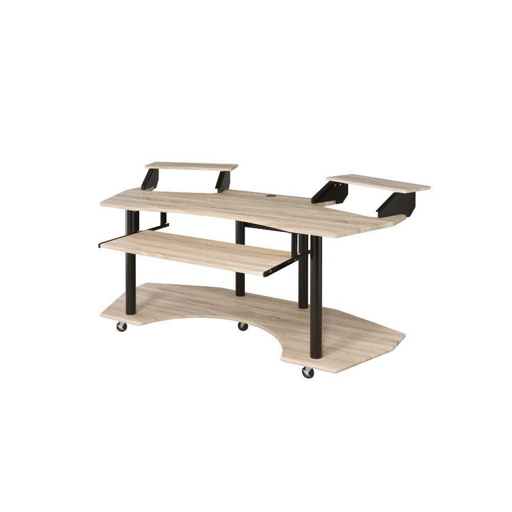 ACME Eleazar Music Recording Studio Desk, Natural Oak FredCo