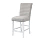 ACME Elizaveta Counter Height Chair (Set of 2), Gray Velvet, Faux Crystal Diamonds &White High Gloss Finish FredCo