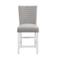 ACME Elizaveta Counter Height Chair (Set of 2), Gray Velvet, Faux Crystal Diamonds &White High Gloss Finish FredCo