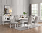 ACME Elizaveta Dining Table, Gray Velvet, Faux Crystal Diamonds &White High Gloss Finish FredCo
