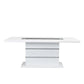 ACME Elizaveta Dining Table, Gray Velvet, Faux Crystal Diamonds &White High Gloss Finish FredCo