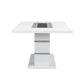 ACME Elizaveta Dining Table, Gray Velvet, Faux Crystal Diamonds &White High Gloss Finish FredCo