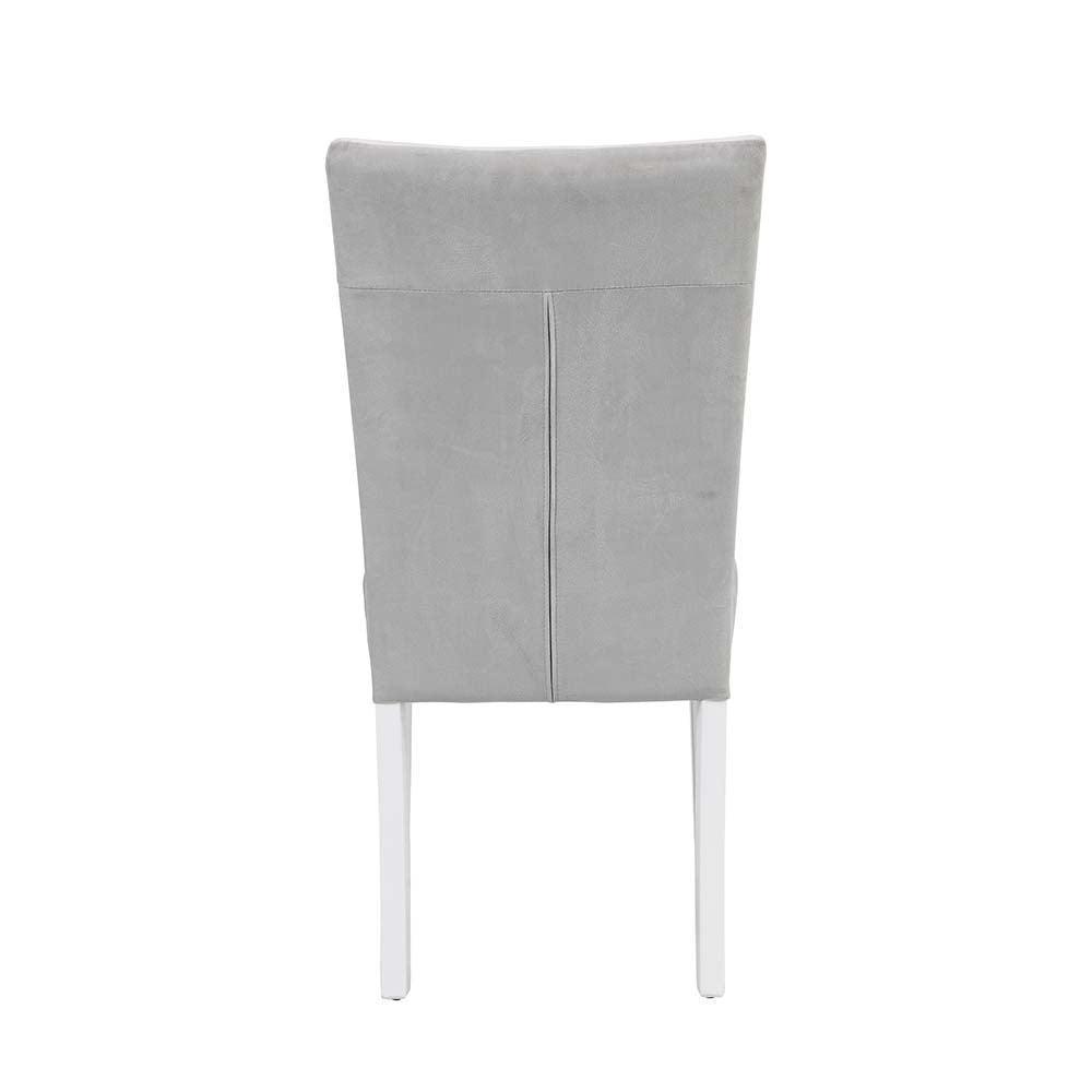 ACME Elizaveta Side Chair (Set-2), Gray Velvet, Faux Crystal Diamonds &White High Gloss Finish FredCo