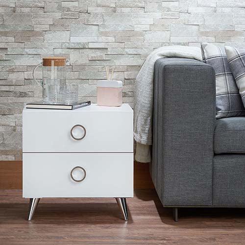 ACME Elms Accent Table, White FredCo