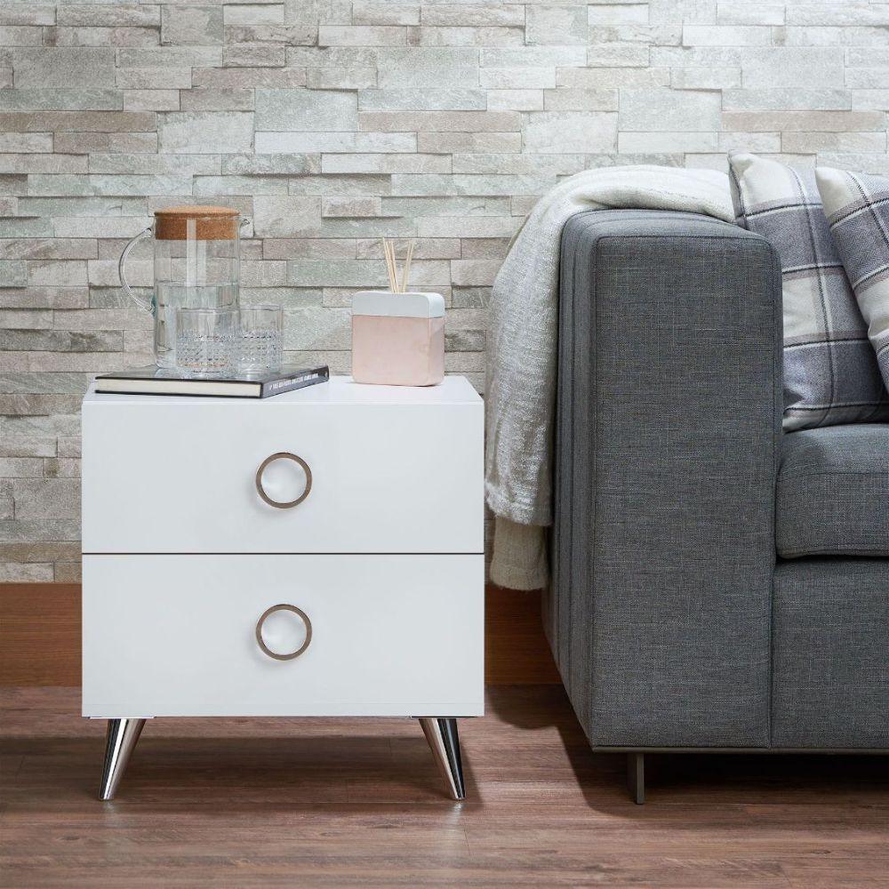 ACME Elms Accent Table, White FredCo
