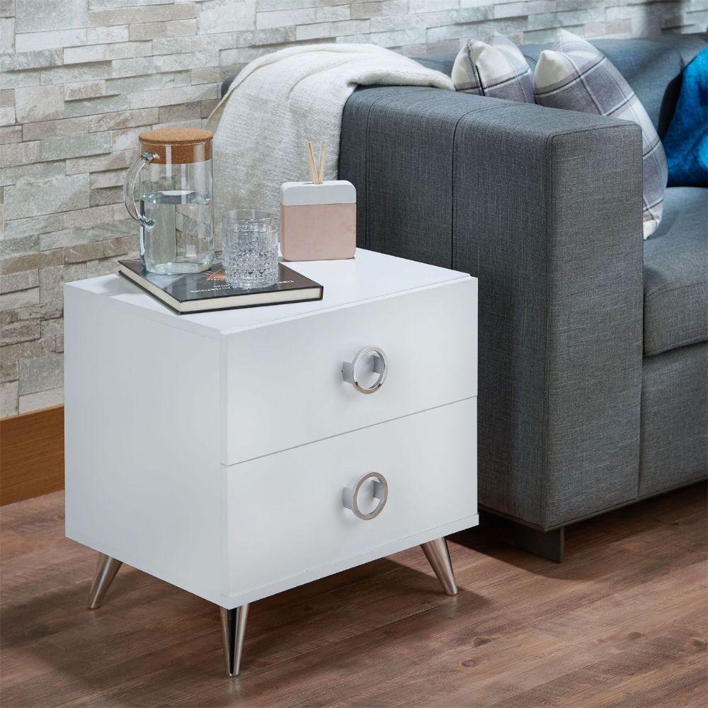 ACME Elms Accent Table, White FredCo