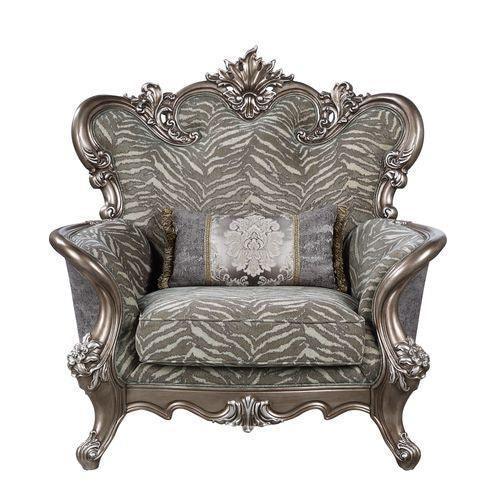 ACME Elozzol Chair w/pillow, Fabric & White Finish FredCo