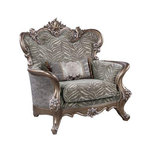 ACME Elozzol Chair w/pillow, Fabric & White Finish FredCo