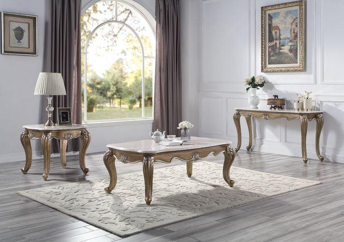 ACME Elozzol End Table, Marble Top & Espresso Finish FredCo