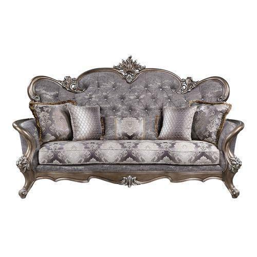 ACME Elozzol Sofa w/5 pillows, Fabric & White Finish FredCo