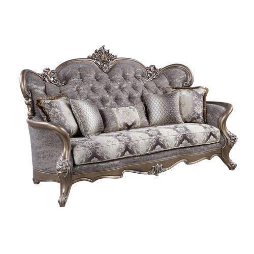 ACME Elozzol Sofa w/5 pillows, Fabric & White Finish FredCo