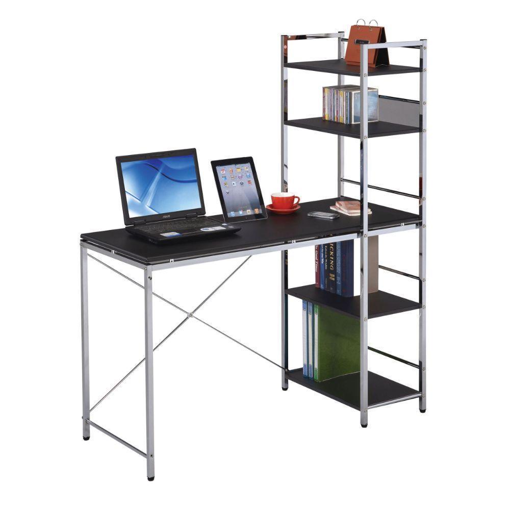 ACME Elvis Computer Desk w/Shelves, Black & Chrome FredCo