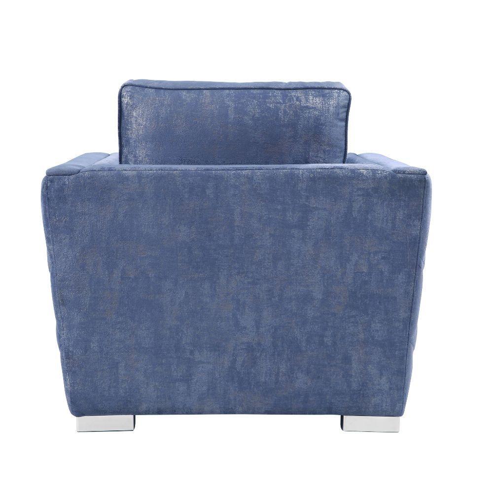ACME Emilia Chair w/1 Pillow, 2-Tone Blue Fabric FredCo