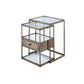 ACME Enca 2Pc Pack Nesting Tables Set, Antique Brass & Clear Glass FredCo