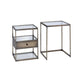 ACME Enca 2Pc Pack Nesting Tables Set, Antique Brass & Clear Glass FredCo