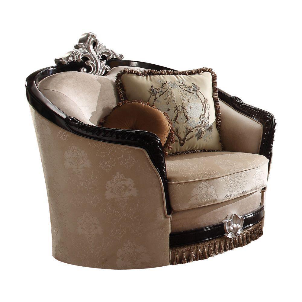 ACME Ernestine Chair w/2 Pillow, Tan Fabric & Black FredCo