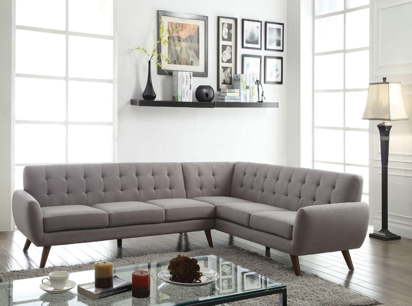ACME Essick Sectional Sofa, Light Gray Linen 52765 FredCo