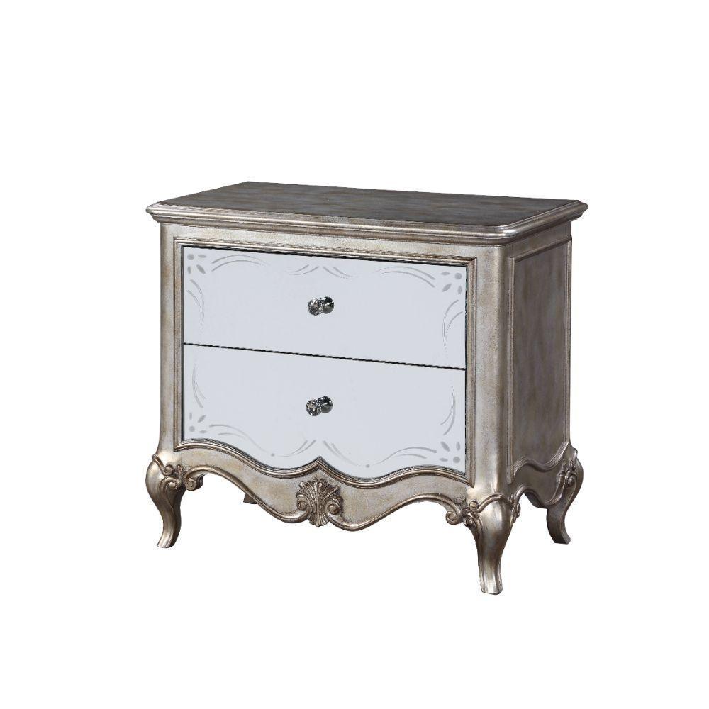 ACME Esteban Nightstand (2 Drw), Antique Champagne FredCo