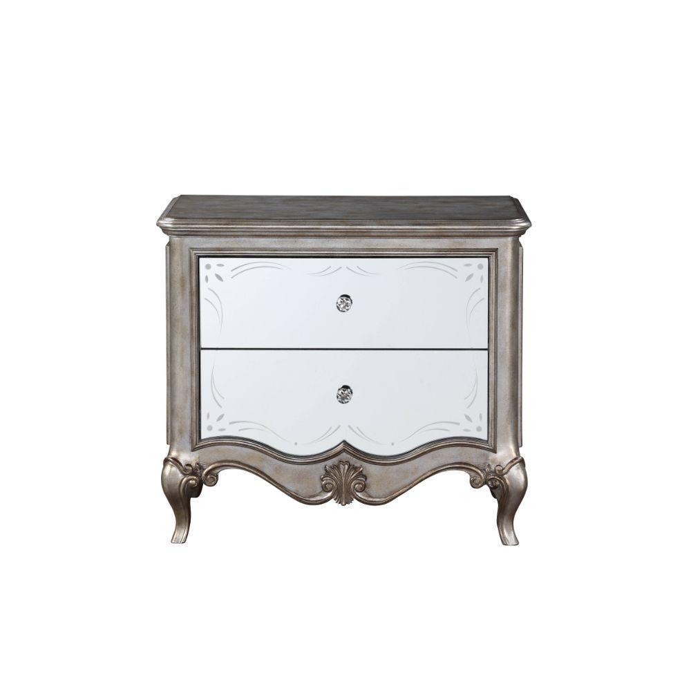 ACME Esteban Nightstand (2 Drw), Antique Champagne FredCo