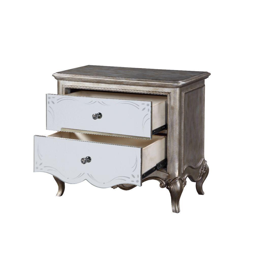 ACME Esteban Nightstand (2 Drw), Antique Champagne FredCo