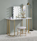 ACME Estie Vanity Desk , White & Gold Finish FredCo