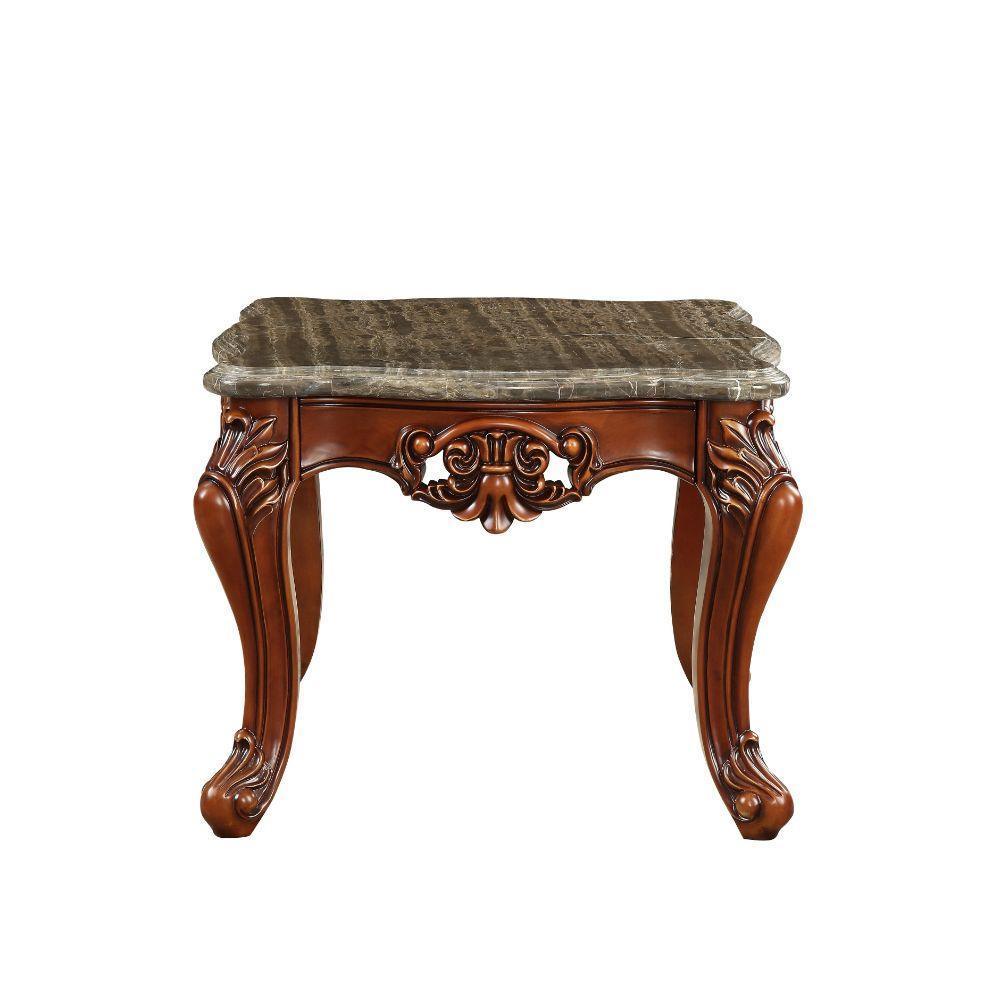 ACME Eustoma End Table, Marble & Walnut FredCo