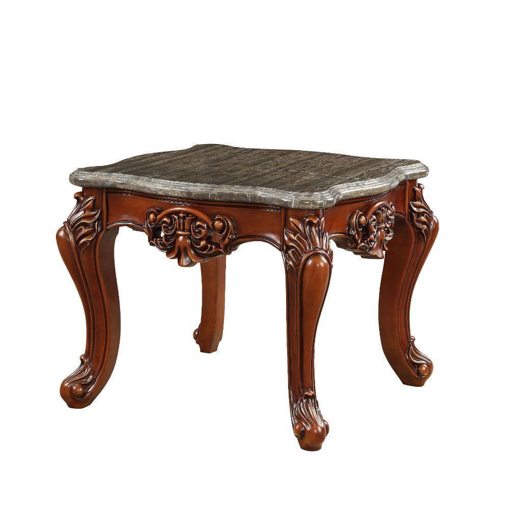 ACME Eustoma End Table, Marble & Walnut FredCo