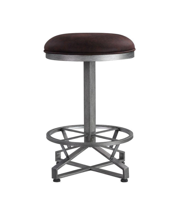ACME Evangeline Counter Height Stool, Rustic Brown Fabric & Black ...