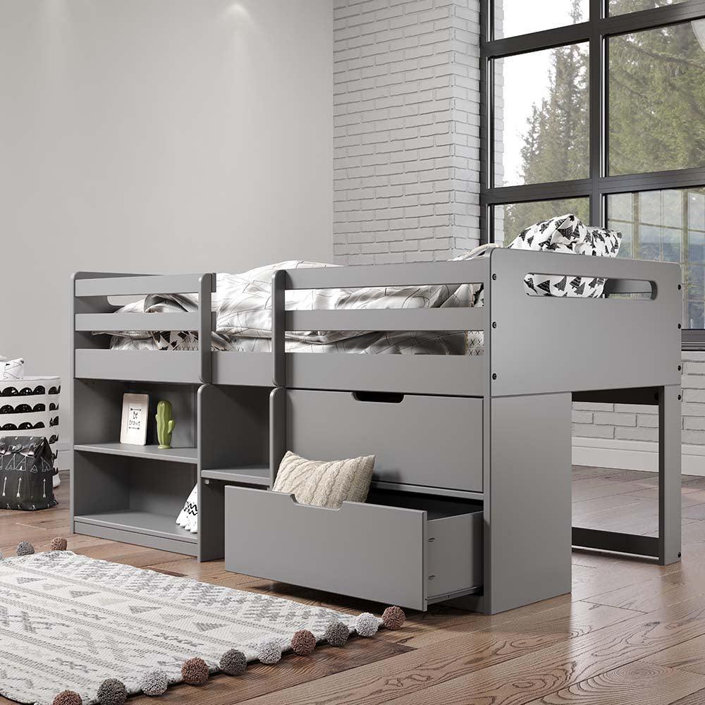 ACME Fabiana Twin Loft Bed w/Storage, Gray Finish FredCo
