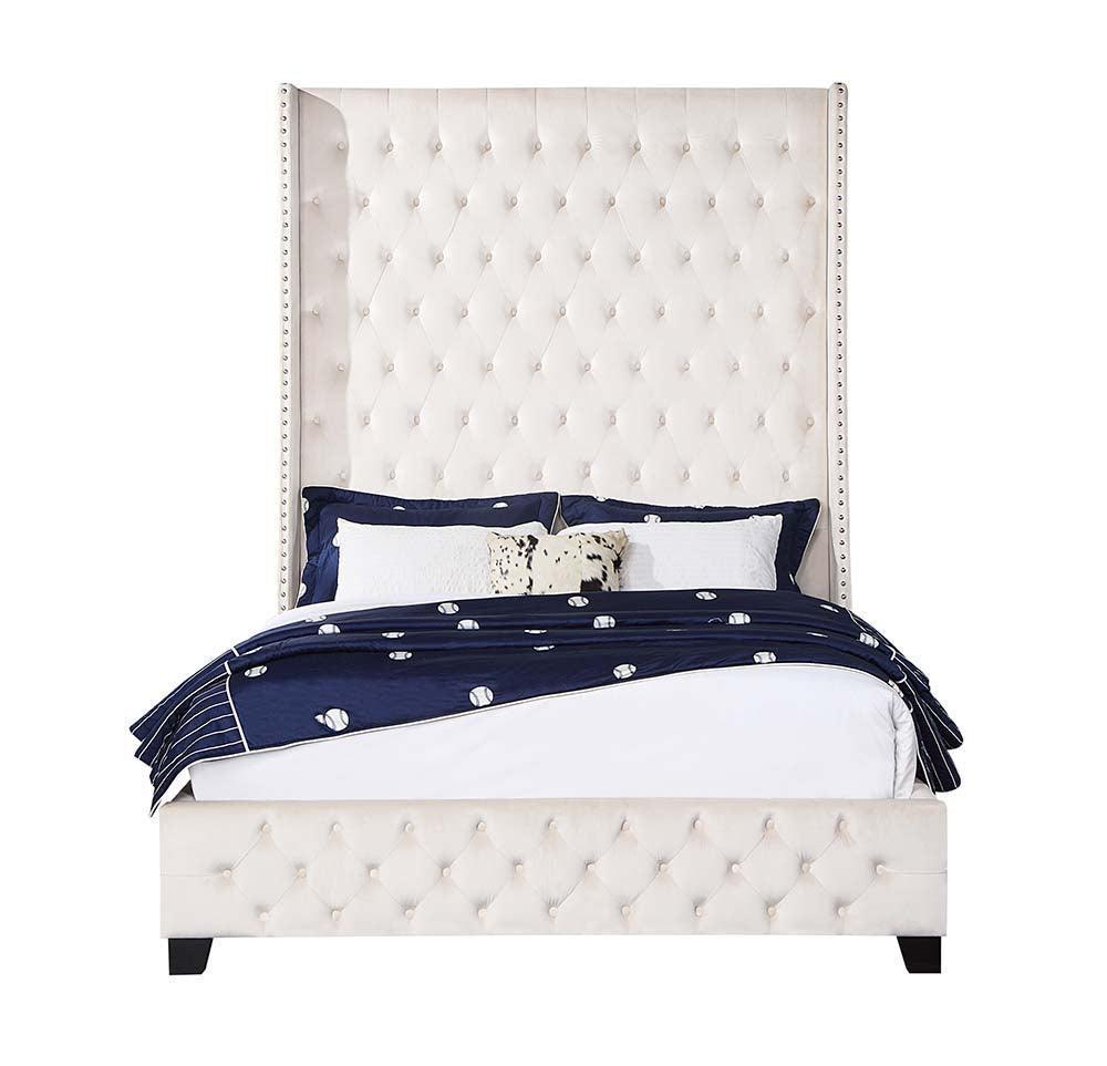 ACME Fabrice Queen Bed, Beige Velvet FredCo