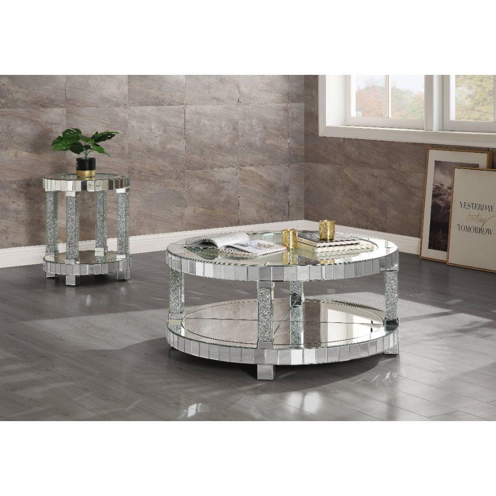 ACME Fafia Coffee Table, Mirrored & Faux Gems FredCo