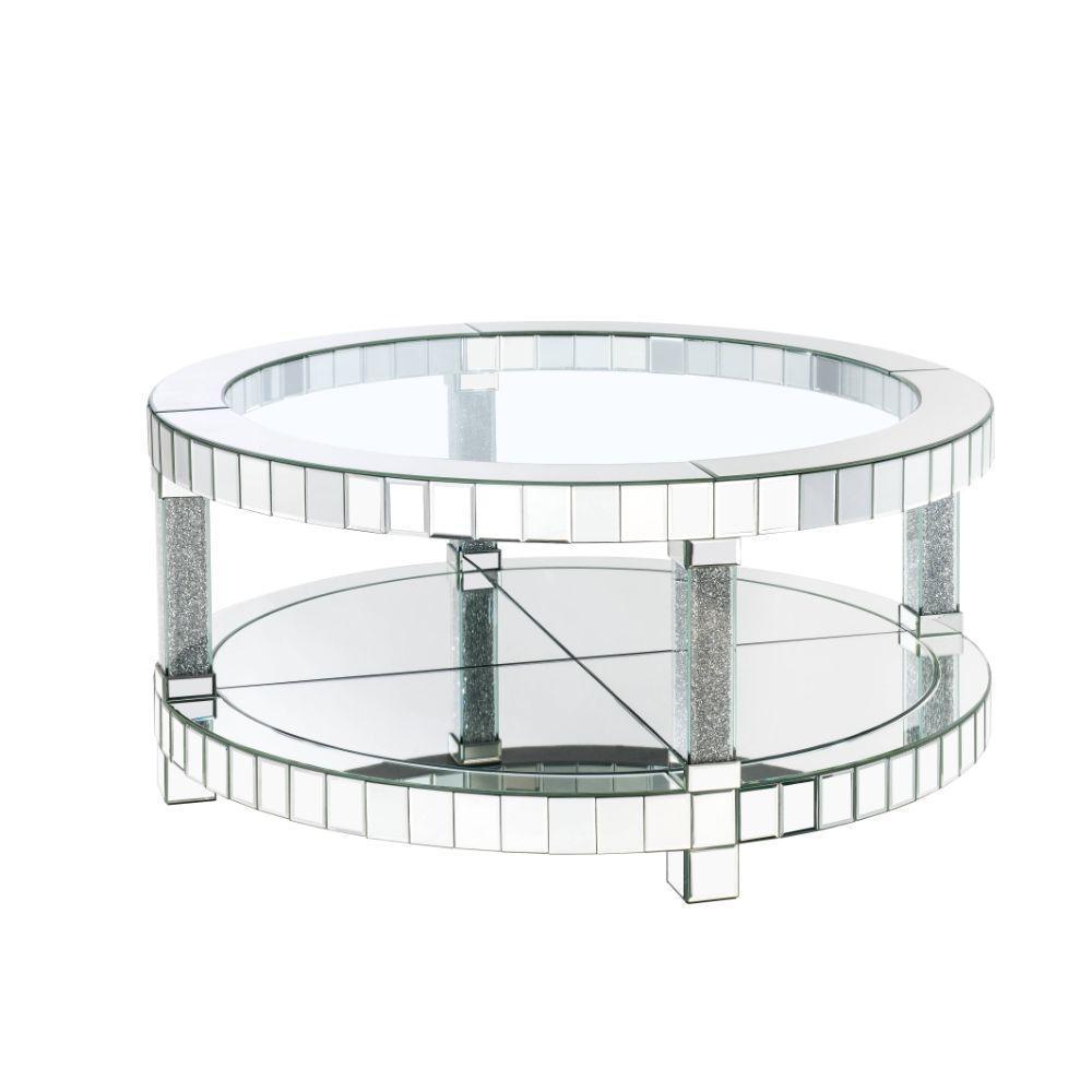 ACME Fafia Coffee Table, Mirrored & Faux Gems FredCo