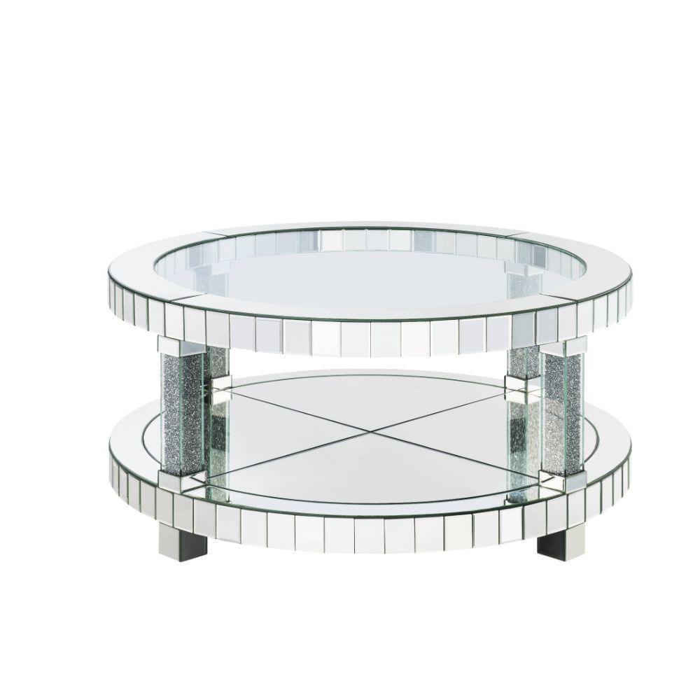 ACME Fafia Coffee Table, Mirrored & Faux Gems FredCo