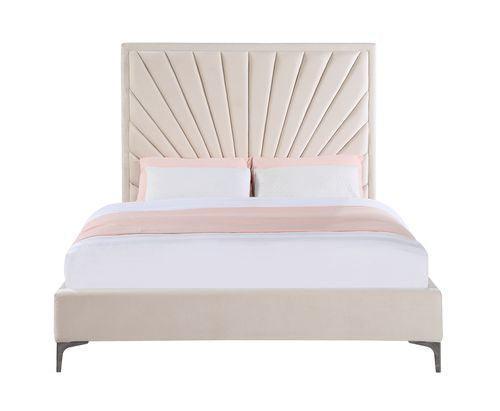 ACME Faiz Eastern King Bed, Beige Velvet FredCo