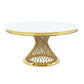 ACME Fallon Dining Table, Faux Marble Top & Mirrored Gold Finish FredCo