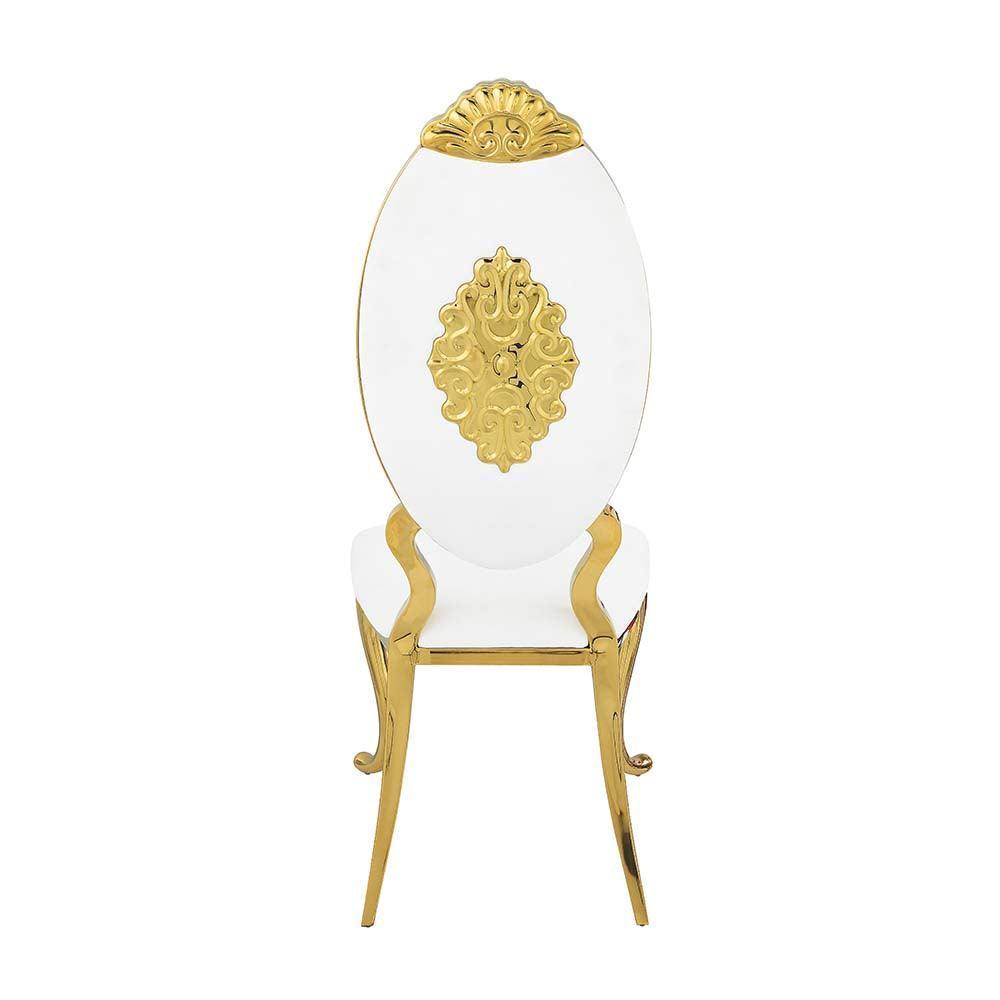 ACME Fallon Side Chair(Set-2), White PU & Mirroed Gold Finish FredCo