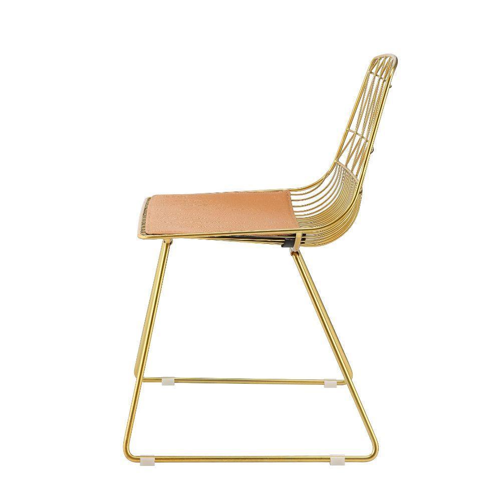 ACME Fantasia Side Chair (Set-2), Whiskey PU & Gold FredCo