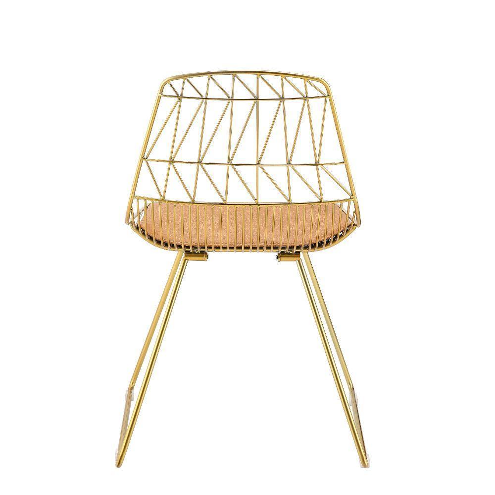 ACME Fantasia Side Chair (Set-2), Whiskey PU & Gold FredCo