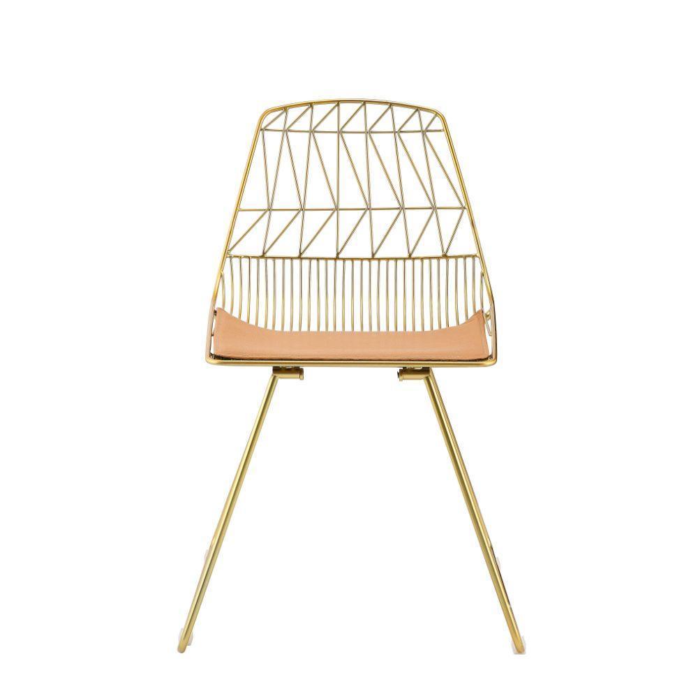 ACME Fantasia Side Chair (Set-2), Whiskey PU & Gold FredCo