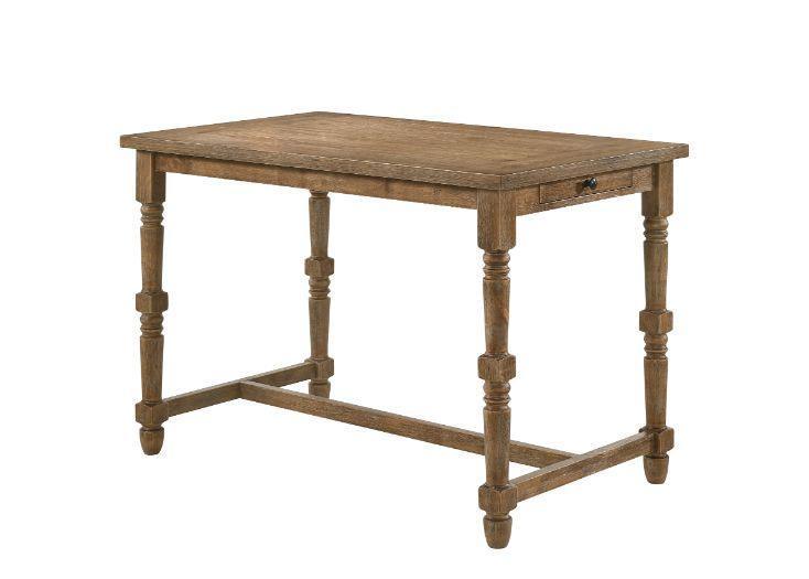 ACME Farsiris Counter Height Table, Weathered Oak Finish FredCo
