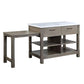 ACME Feivel Kitchen Island w/Pull Out Table, Marble Top & Gray Finish FredCo