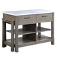 ACME Feivel Kitchen Island w/Pull Out Table, Marble Top & Gray Finish FredCo
